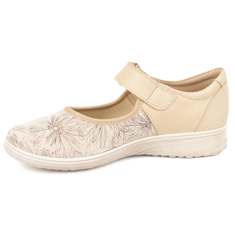 But-Bal Scarpe in pelle di pelle da donna con un modello floreale 696bb beige 1