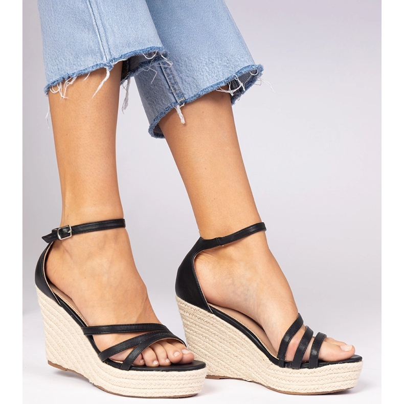 Sandali neri espadrilles on wedge nero 2