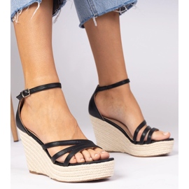 Sandali neri espadrilles on wedge nero 1