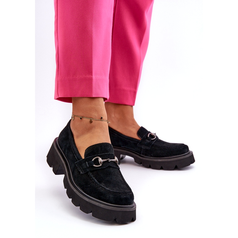 Vinceza Mocassini in pelle da donna nero in pelle scamosciata nera 2