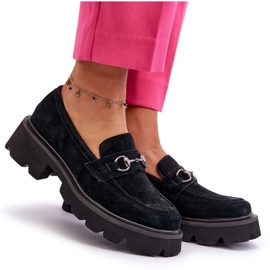 Vinceza Mocassini in pelle da donna nero in pelle scamosciata nera 5