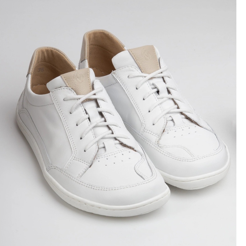 Sneaker in pelle minimalista a piedi nudi da donna Olivier 1282 Bianco 1