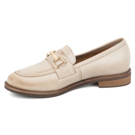 Exquisite Pompe in pelle da donna 1510ex beige con un ornamento 1