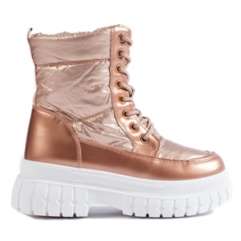Doposci da donna color oro con lacci d'oro 1