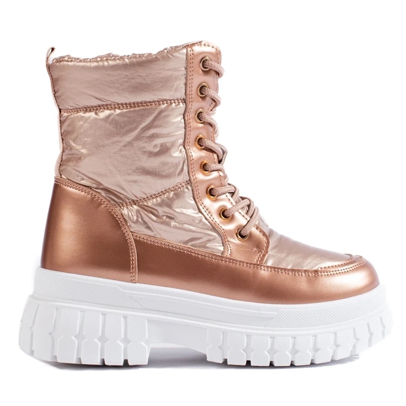 Doposci da donna color oro con lacci d'oro 1