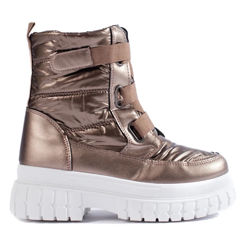 Doposci da donna marroni con velcro marrone 2