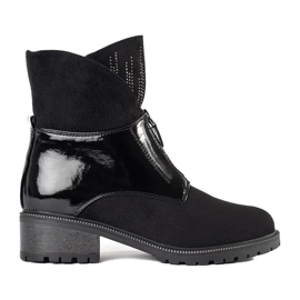 Stivaletti da donna in camoscio nero con cristalli 2