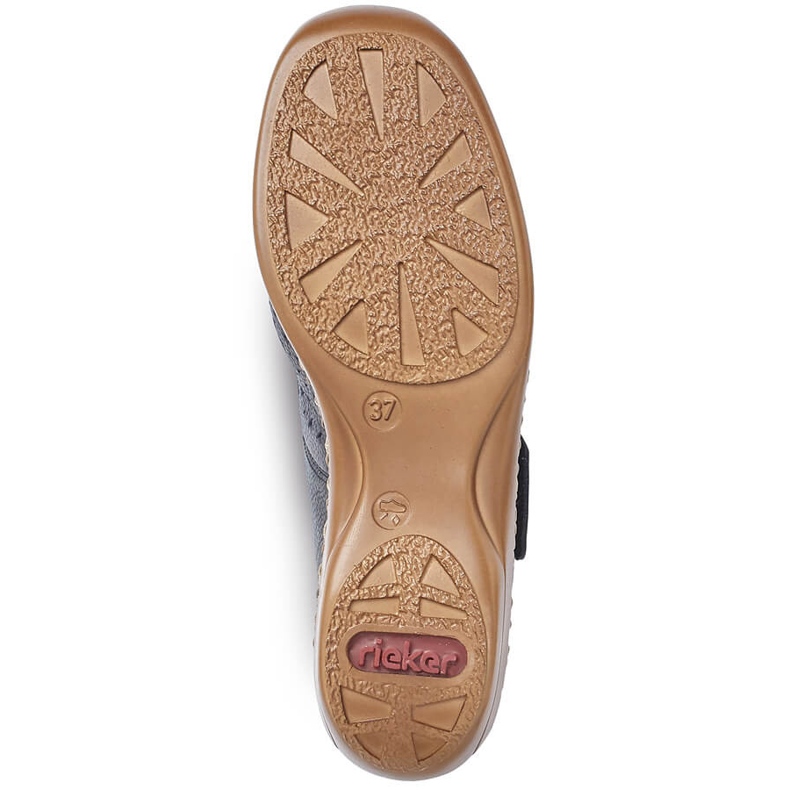 Scarpe da donna in pelle con velcro blu navy Rieker 41399-14 1