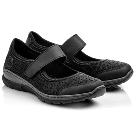 Comode scarpe traforate da donna con velcro nero Rieker L32B5-00 1