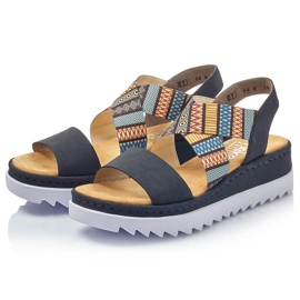 Comodi sandali con zeppa da donna multicolor Rieker V44G8-14 multicolore 2