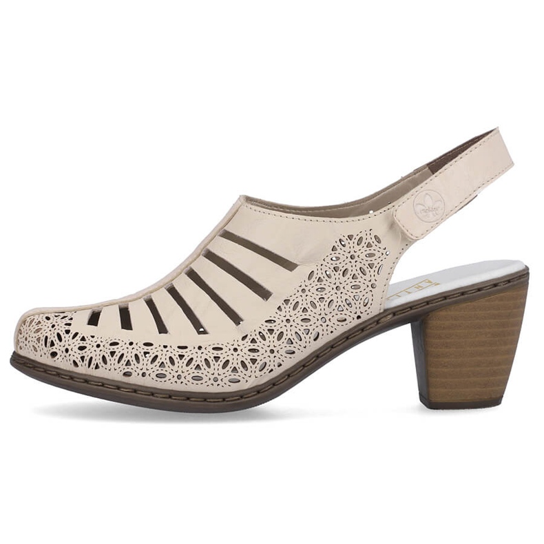 Rieker 40959-60 sandalo tacco alto in pelle beige 2