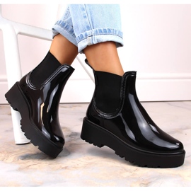 Stivali laccati Big Star MM274395, stivali Chelsea, stivali da pioggia impermeabili nero 2