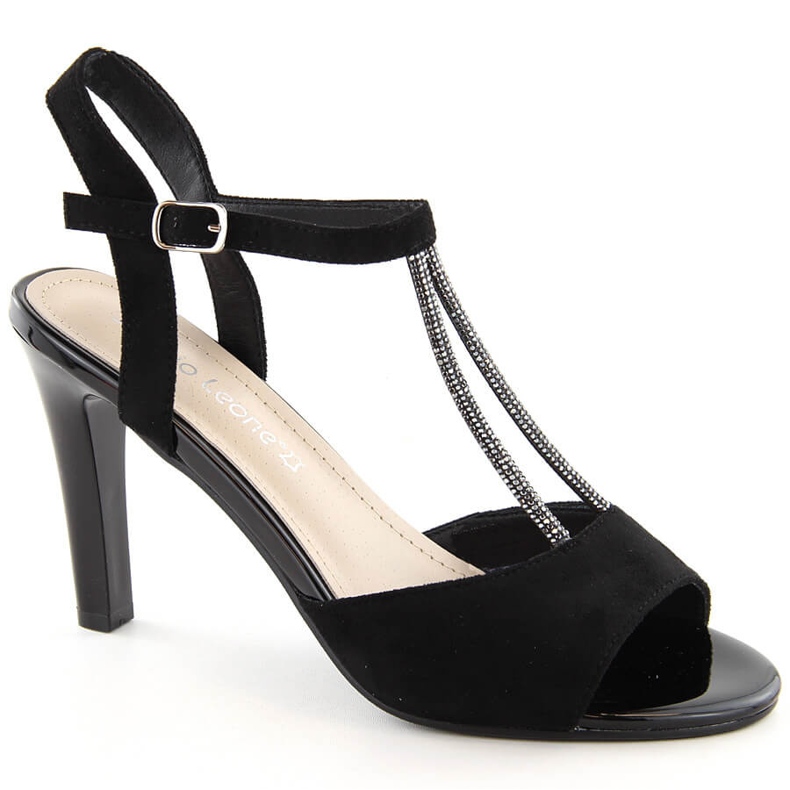 Sandali da donna con tacco in camoscio nero Sergio Leone SK924 1