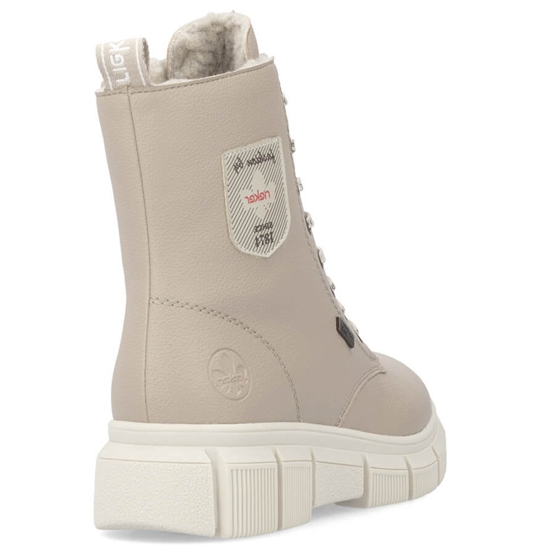 Stivaletti da donna beige impermeabili da lavoro Rieker X3410-20 1