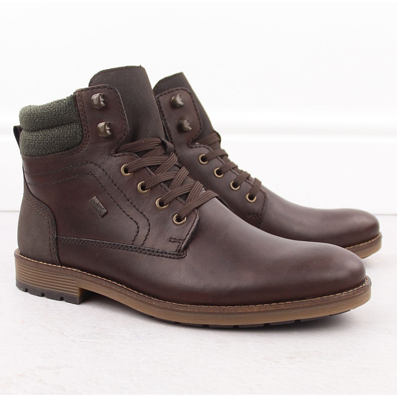 Stivaletti impermeabili in pelle, scarpe da uomo isolanti, marrone Rieker F4544-25 1
