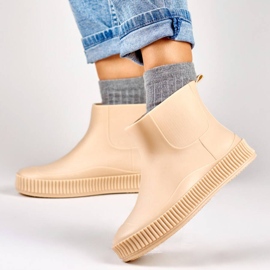 Stivali Wellington da donna beige opaco YJ-7-2BE 1