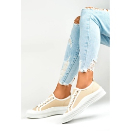 Sneakers basse con suola bianca, beige 2667BE 1