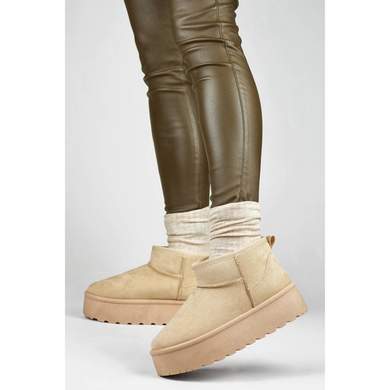 Doposci con plateau da donna, colore beige chiaro TL242-BE 2