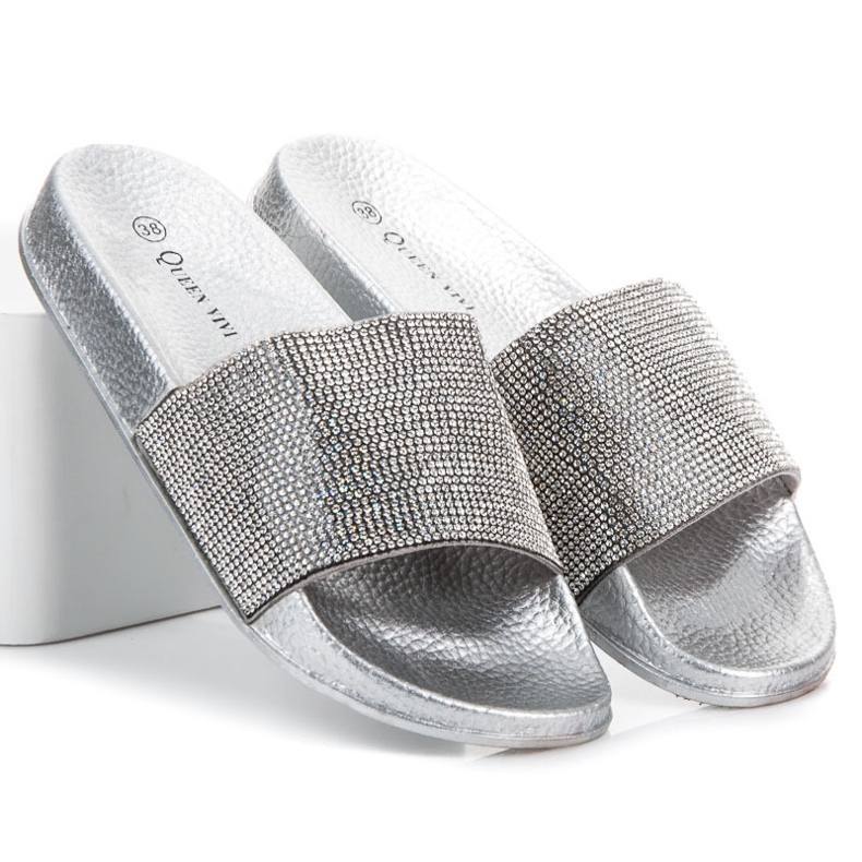 Queen Vivi Pantofole Con Cristalli grigio 1