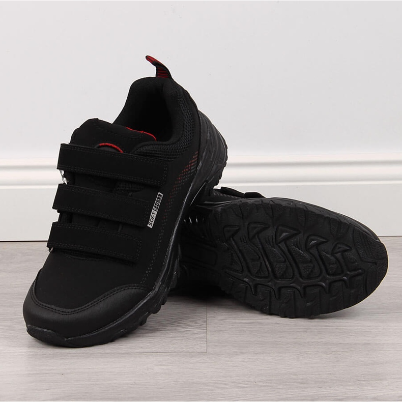 Scarpe da trekking con chiusura strappo impermeabili nere e rosse American Club nero 1