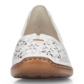 Scarpe da donna bianche in pelle traforata Rieker 41356 bianco 2