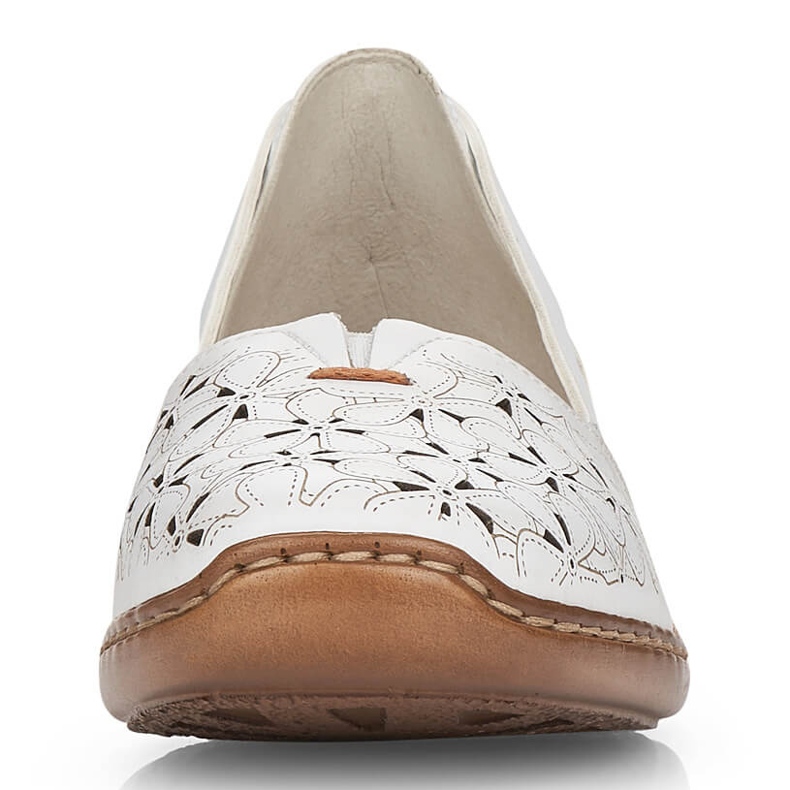 Scarpe da donna bianche in pelle traforata Rieker 41356 bianco 2