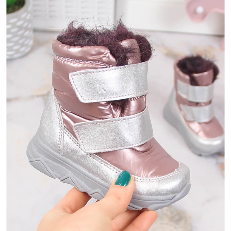 Doposci impermeabili da bambina con membrana in velcro Kornecki 6895 rosa 2