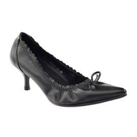 Décolleté con inserto in pelle Christine nero 1