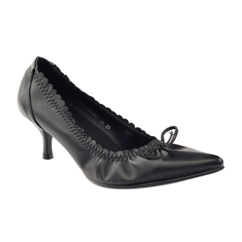 Décolleté con inserto in pelle Christine nero 1