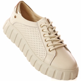Scarpe sportive da donna in pelle beige Filippo DP4535 1