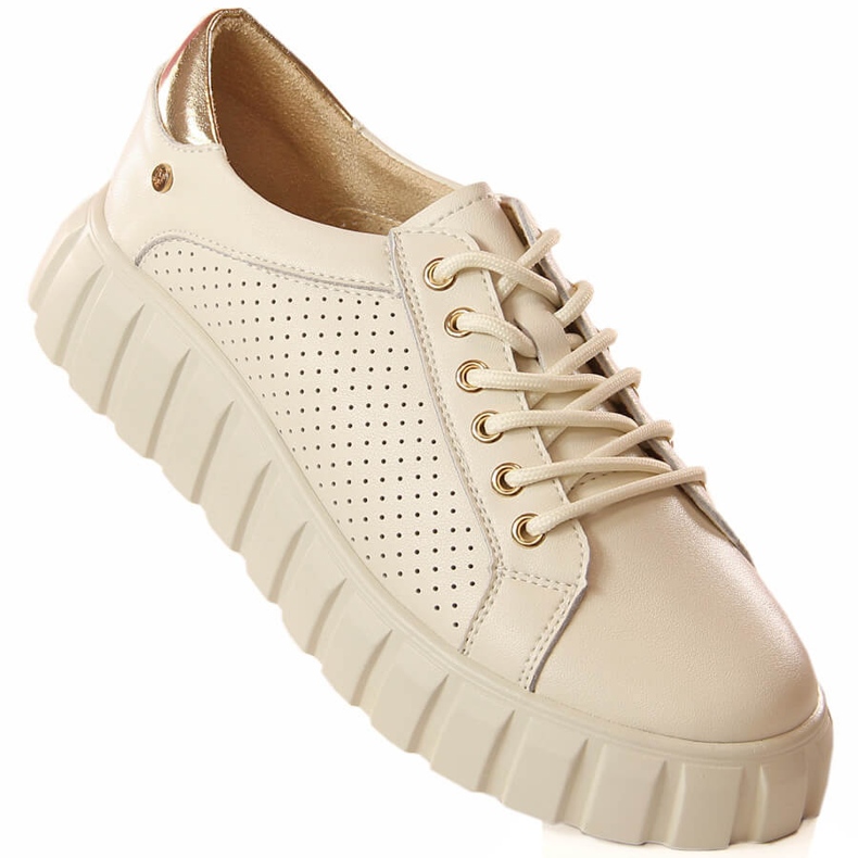Scarpe sportive da donna in pelle beige Filippo DP4535 1