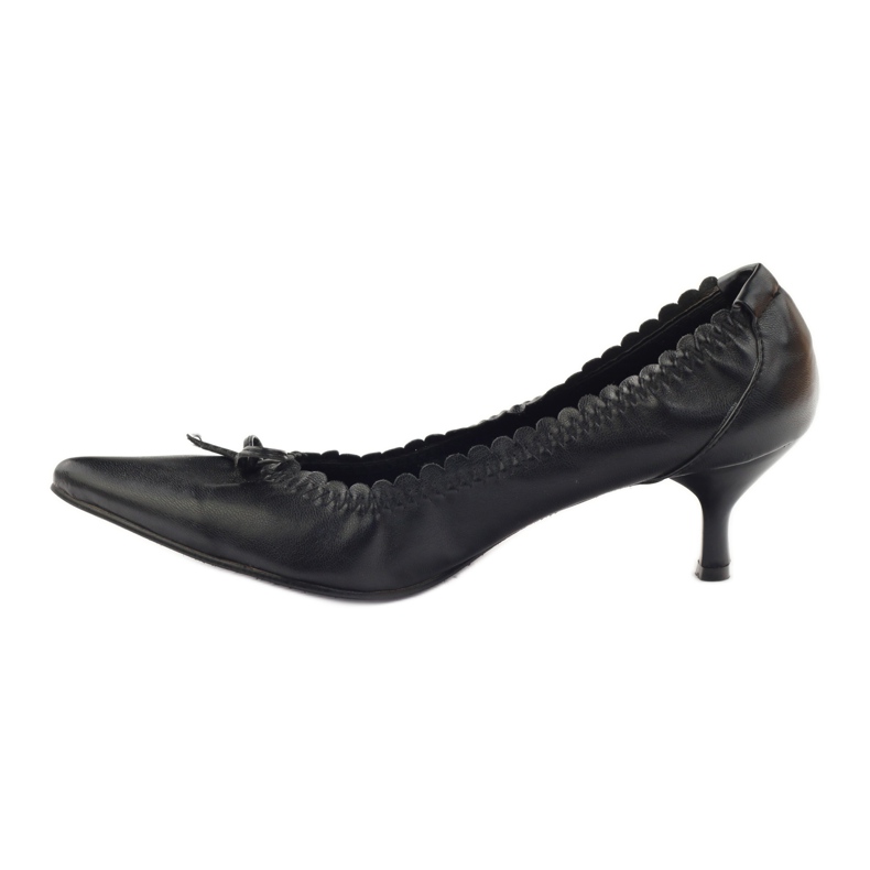 Décolleté con inserto in pelle Christine nero 2