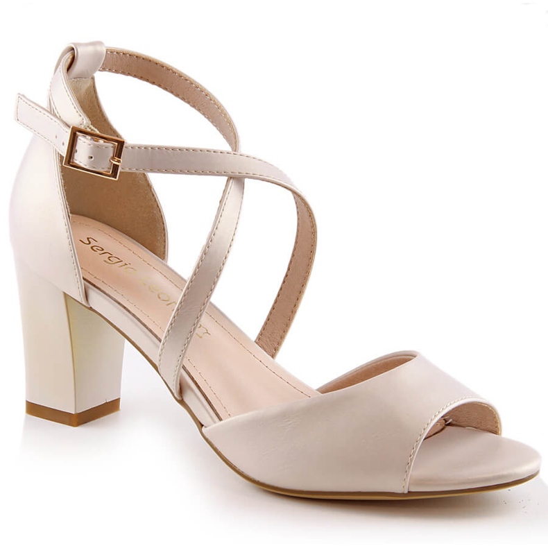 Sandali da donna beige perla sul palo Sergio Leone SK862 1