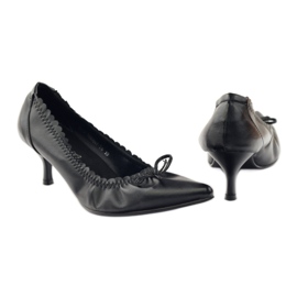 Décolleté con inserto in pelle Christine nero 3