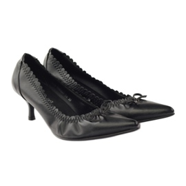 Décolleté con inserto in pelle Christine nero 4