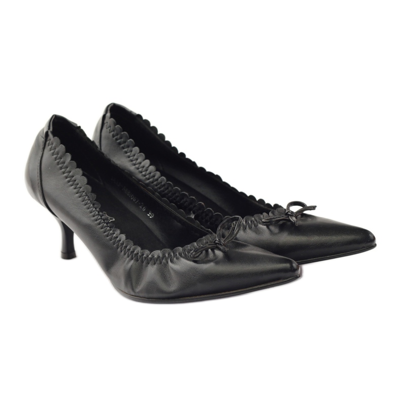 Décolleté con inserto in pelle Christine nero 4