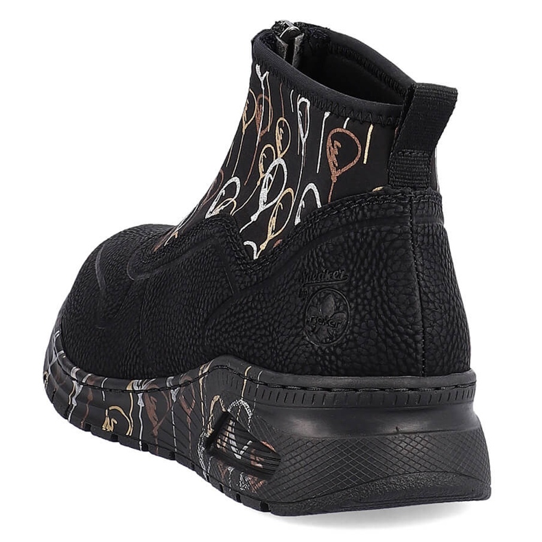 Stivaletti da donna sneakers sportive con cerniera nera Rieker M4953-00 nero 1