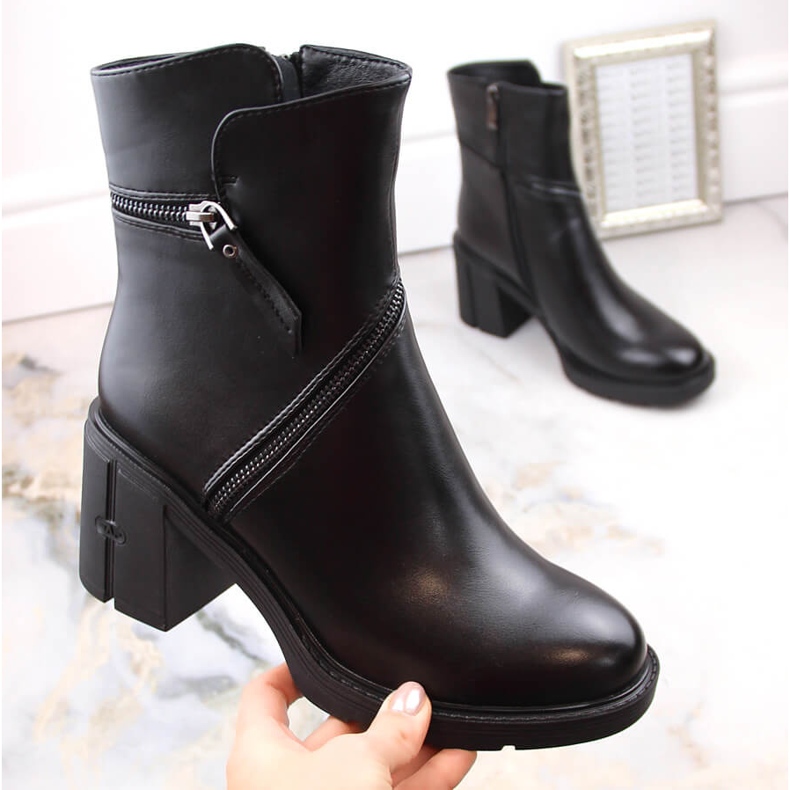 Stivaletti da donna con tacco alto e cerniera, neri Filippo DBT4849 nero 2