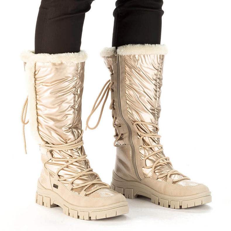 Stivali da neve alti beige da donna impermeabili Rieker Z1083-62 2
