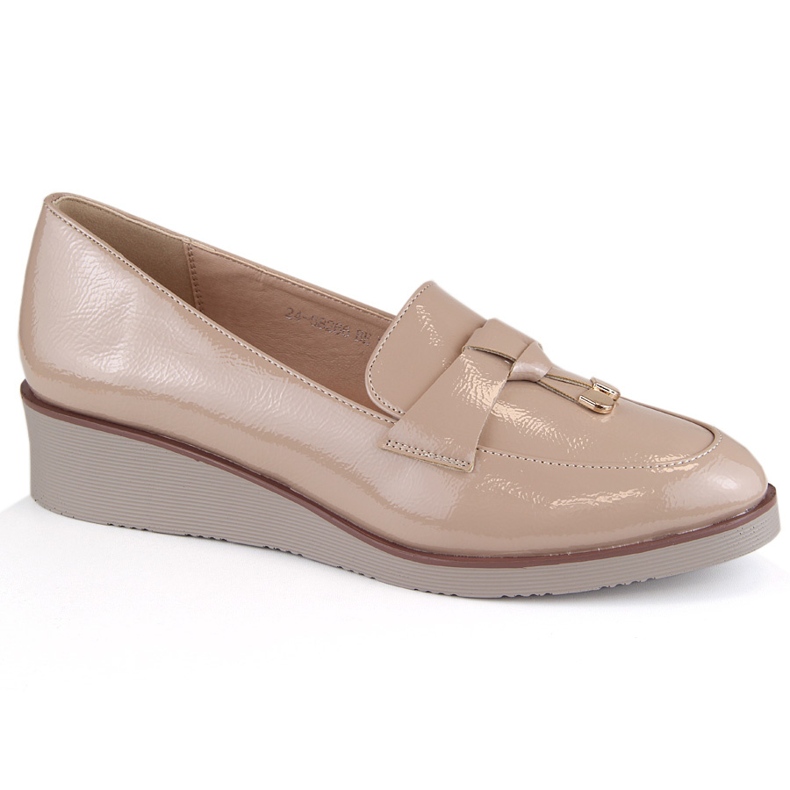 Scarpe slip-on con zeppa da donna, beige vernice, Vinceza 58266 1