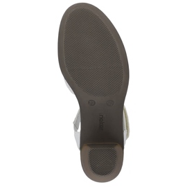 Comodi sandali da donna con tacco in pelle, bianchi Rieker 40991-80 bianca 2