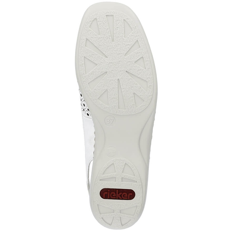 Comodi sandali da donna interamente traforati in pelle, bianco Rieker 41350-80 bianca 2