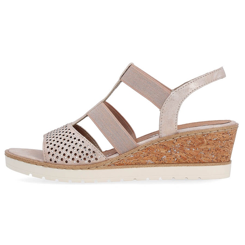 Comodi sandali slip-on con zeppa da donna, rose gold Remonte R6265-31 d'oro 1