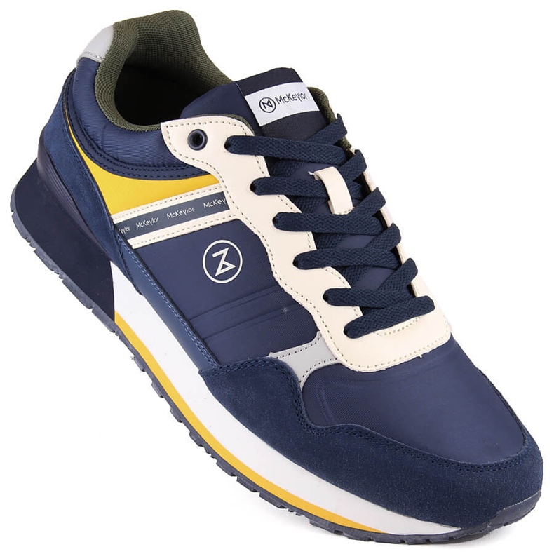 Scarpe sportive da uomo in pelle blu navy McKeylor 74111 1