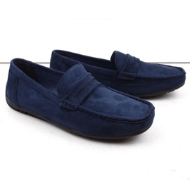 News Scarpe in pelle scamosciata, mocassini slip-on da uomo, blu navy Unisoft 7710 2