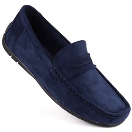 News Scarpe in pelle scamosciata, mocassini slip-on da uomo, blu navy Unisoft 7710 1