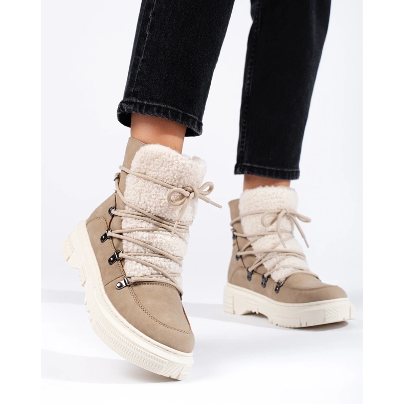 Doposci da donna beige con montone 2