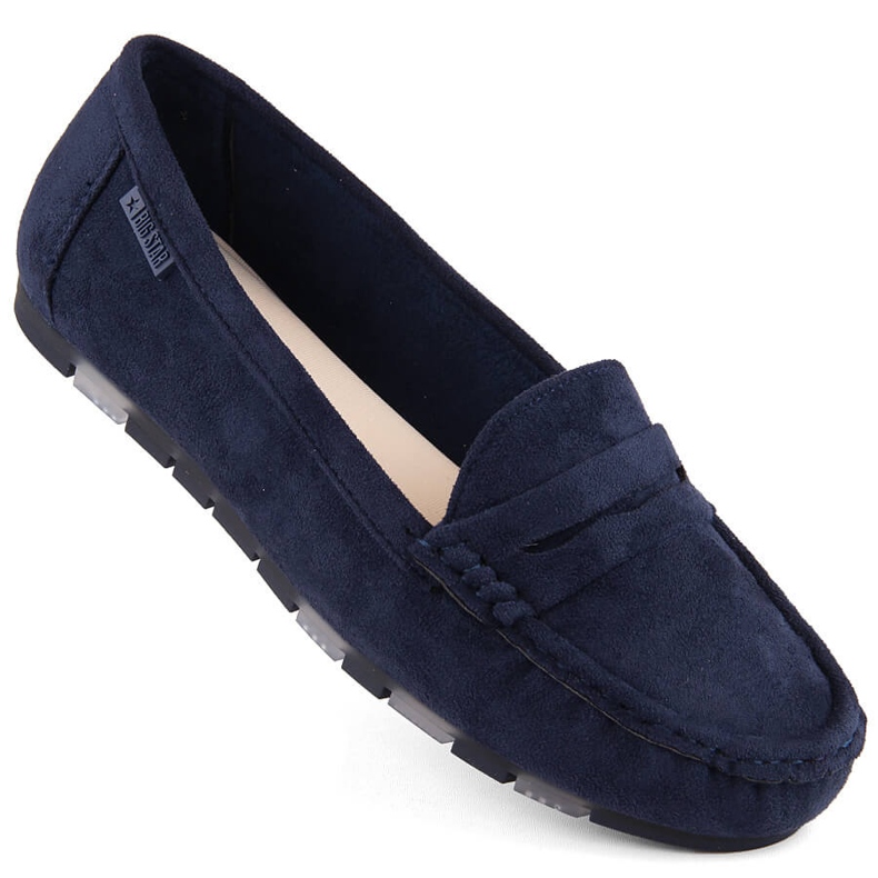 Comodi mocassini da donna in pelle scamosciata, blu navy Big Star NN274931 1