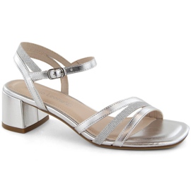 Sandali con tacco da donna in vernice argento Sergio Leone SK046 d'argento 1