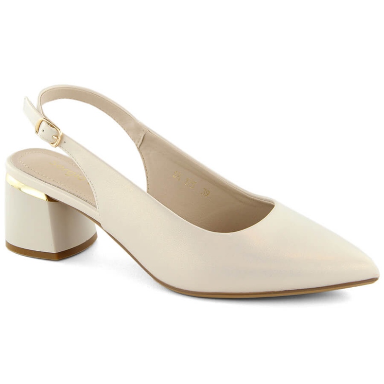 Sandali eleganti da donna con punta intera e perle Sergio Leone SK175 beige 1